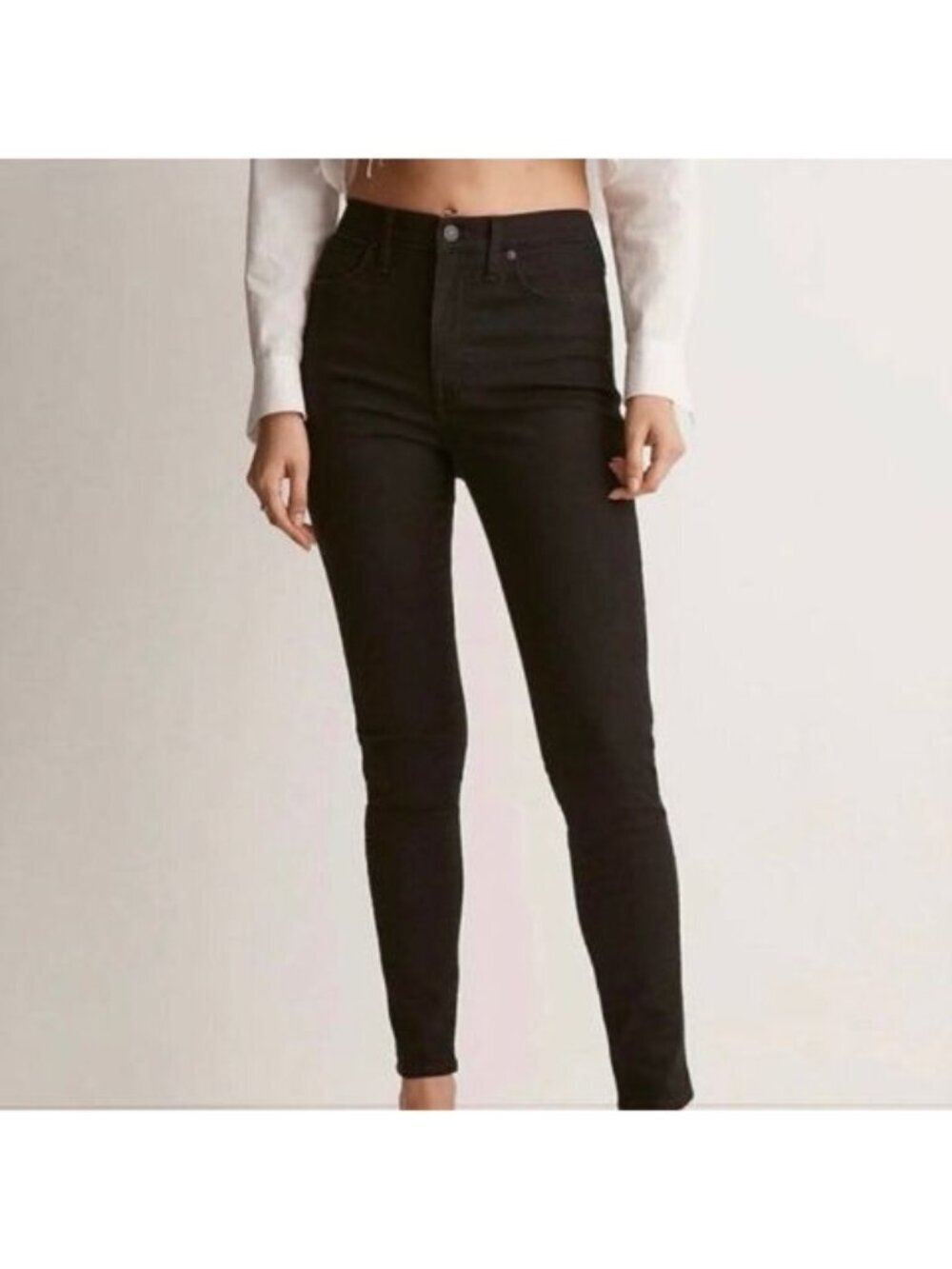 Madewell 9” High Rise Skinny Jeans Black Button Fly Raw Hem Women’s 28